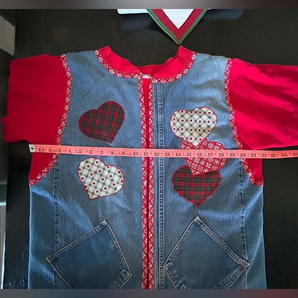 Upcycled Handmade Denim Jacket Wrangler x Jerzees Women's XL Patchwork Dog - Picture 9 of 13